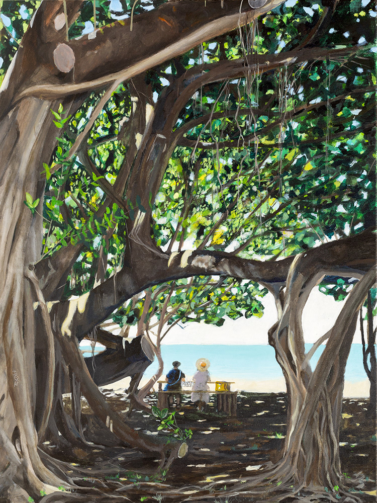 "Déjeuner sous l'arbre" -acrylique sur toile 80x60cm - VENDU