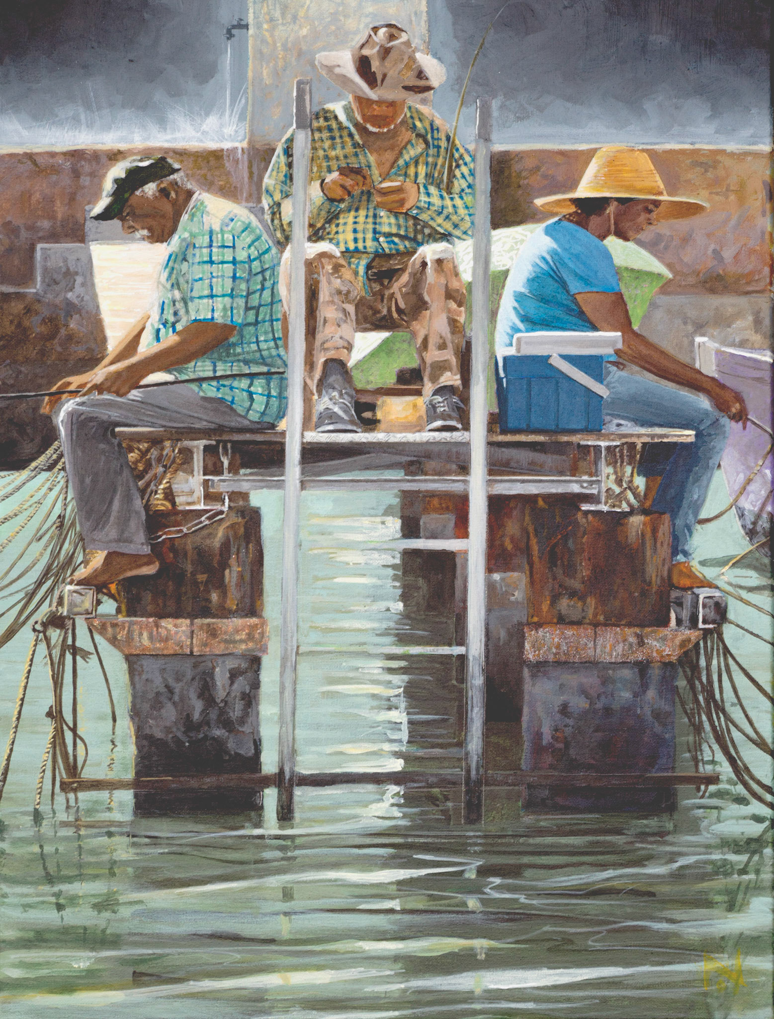 "Les pêcheurs" - acrylique sur toile - 70x50cm-VENDU