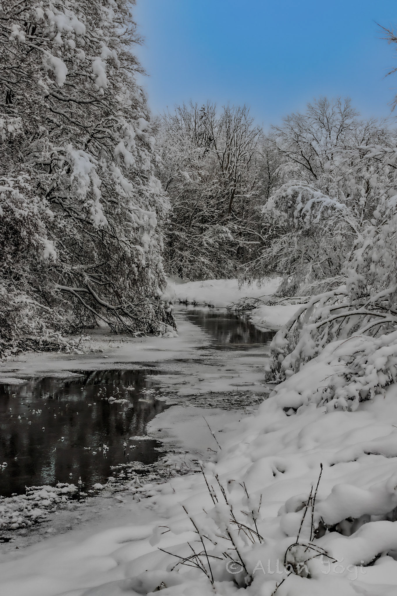 Winter Keila river in Hõreda village in Rapla county