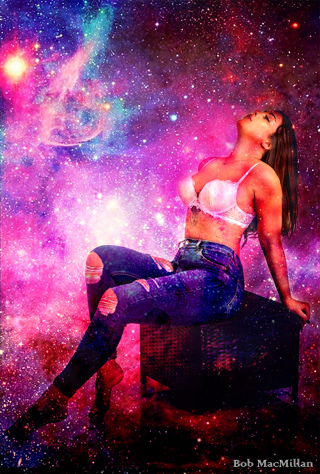 Effect created using the many brushes and overlays available to the photographer in Adobe Photoshop.