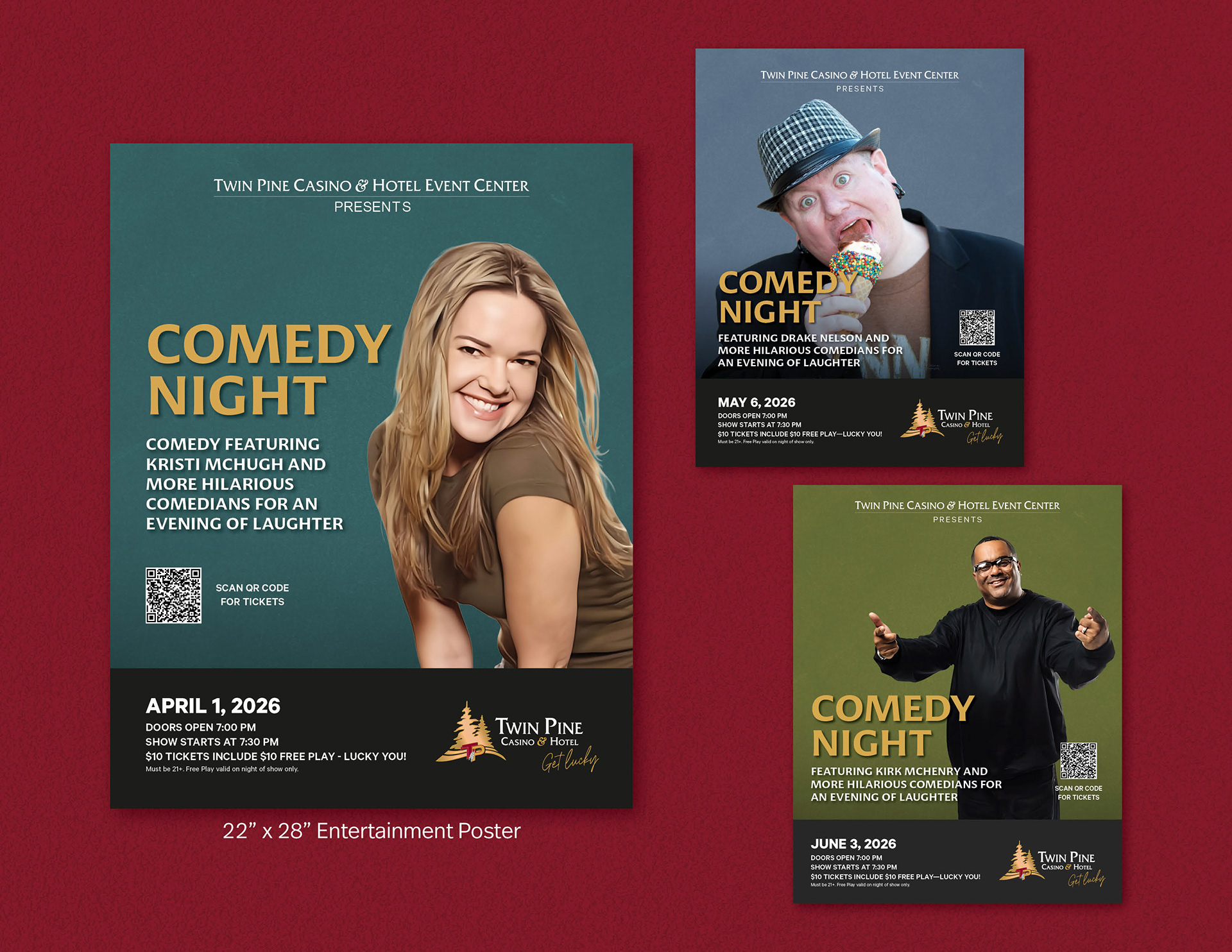 Twin Pine Casino & Hotel Monthly Comedy Night Posters
