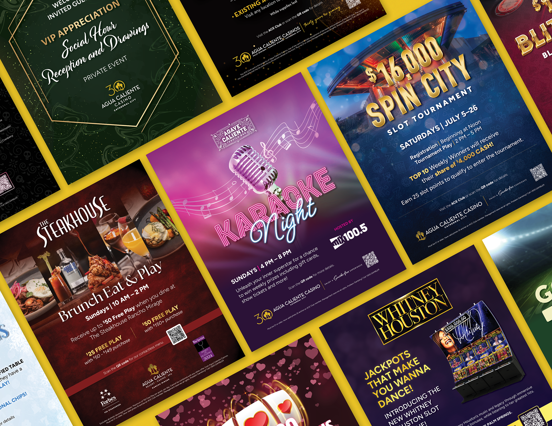 Posters for Gaming Promotions, Dining Specials & Entertainment