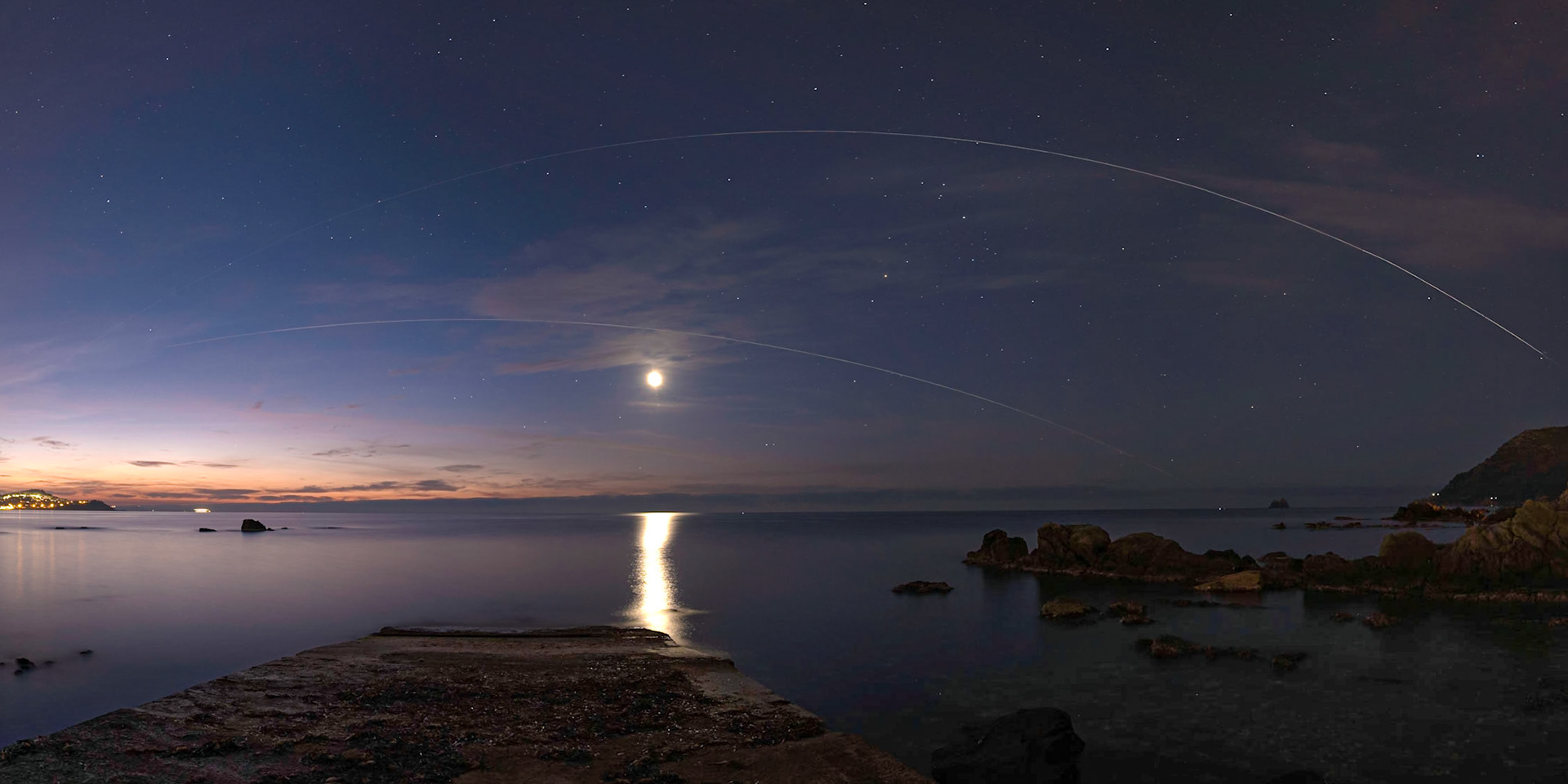 ISS (en bas) et Tianhe-1 (en haut), plage de la Verne, La Seyne s/Mer