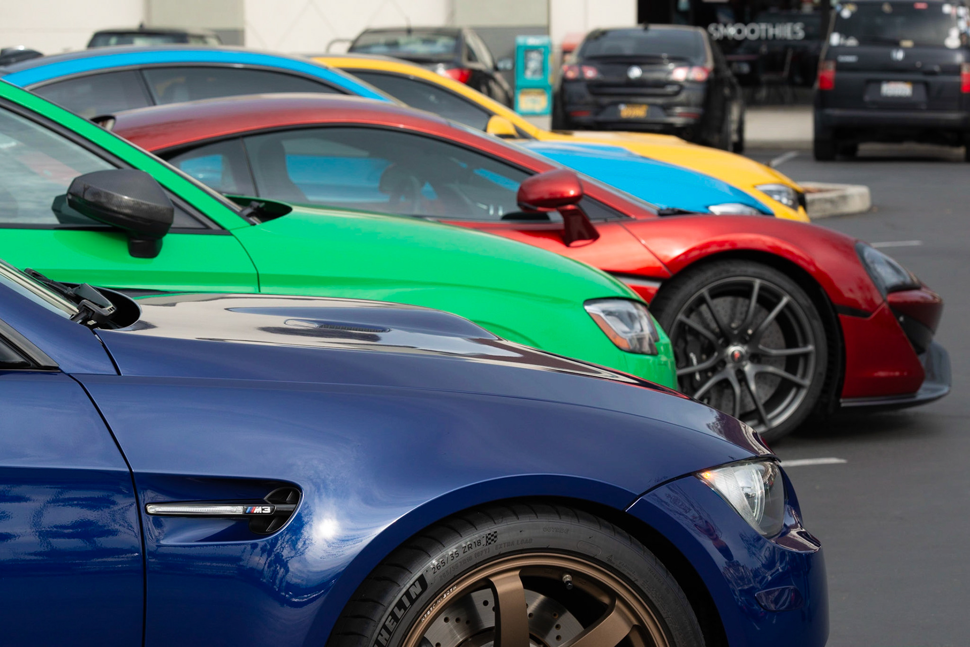 Skittle colored cars