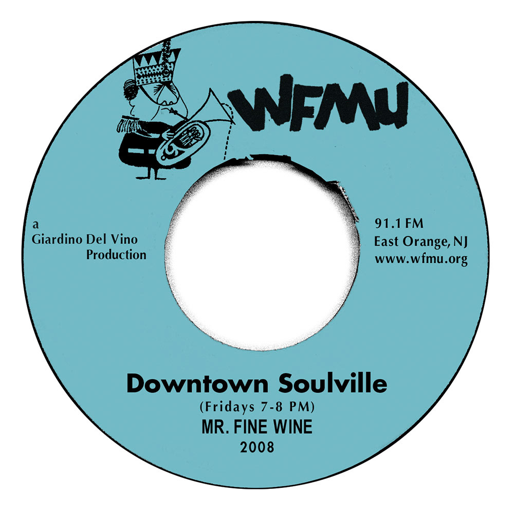 Downtown Soulville with Mr. Fine Wine t-shirt back design - Original Tuba Records color
