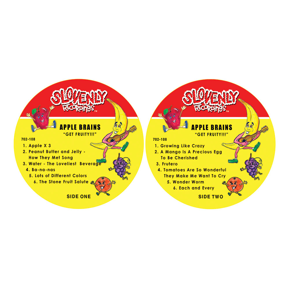 sLOVEnly Recordings - Apple Brains - "GET FRUITY!!!" Label designs