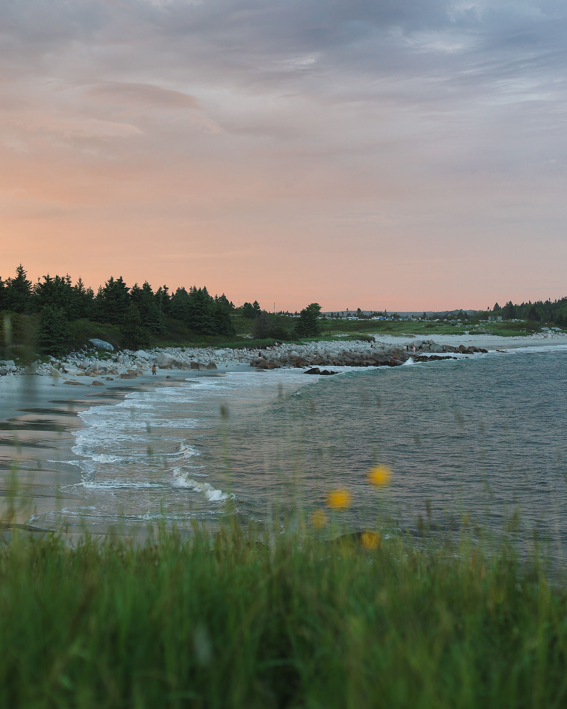 Sunset at Crystal Crescent beach in Nova Scotia, Canada