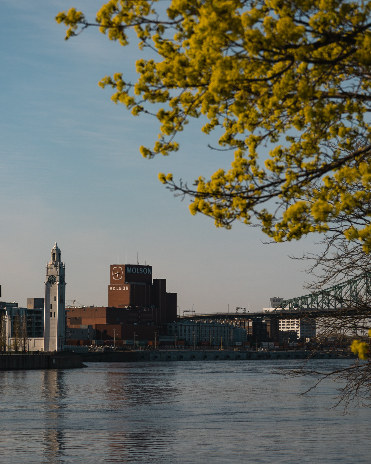 View of Molson factory and Jacques-Cartier bridge in Montreal, Canada