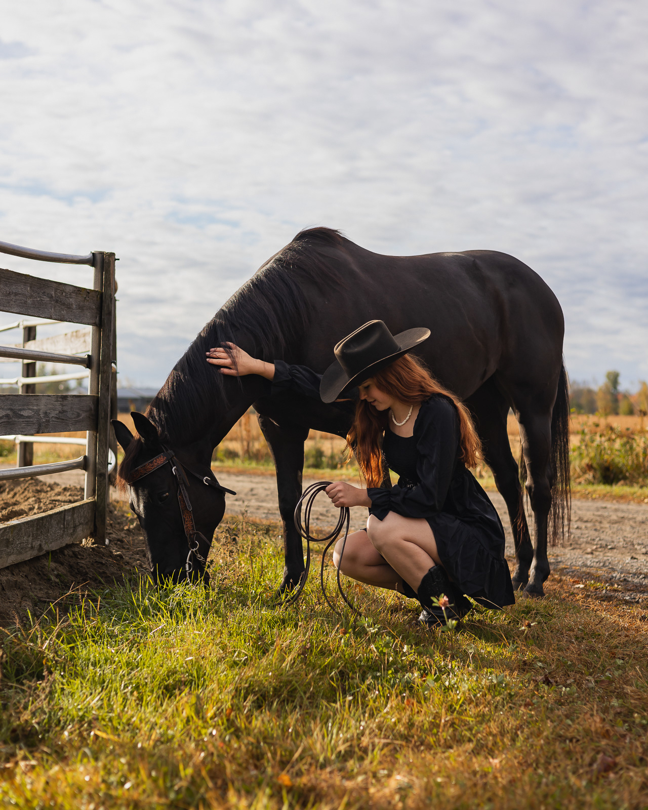 Creative portrait of a teenager with her horse