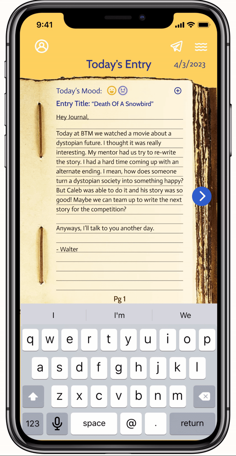 Boys can share their journal with their feed