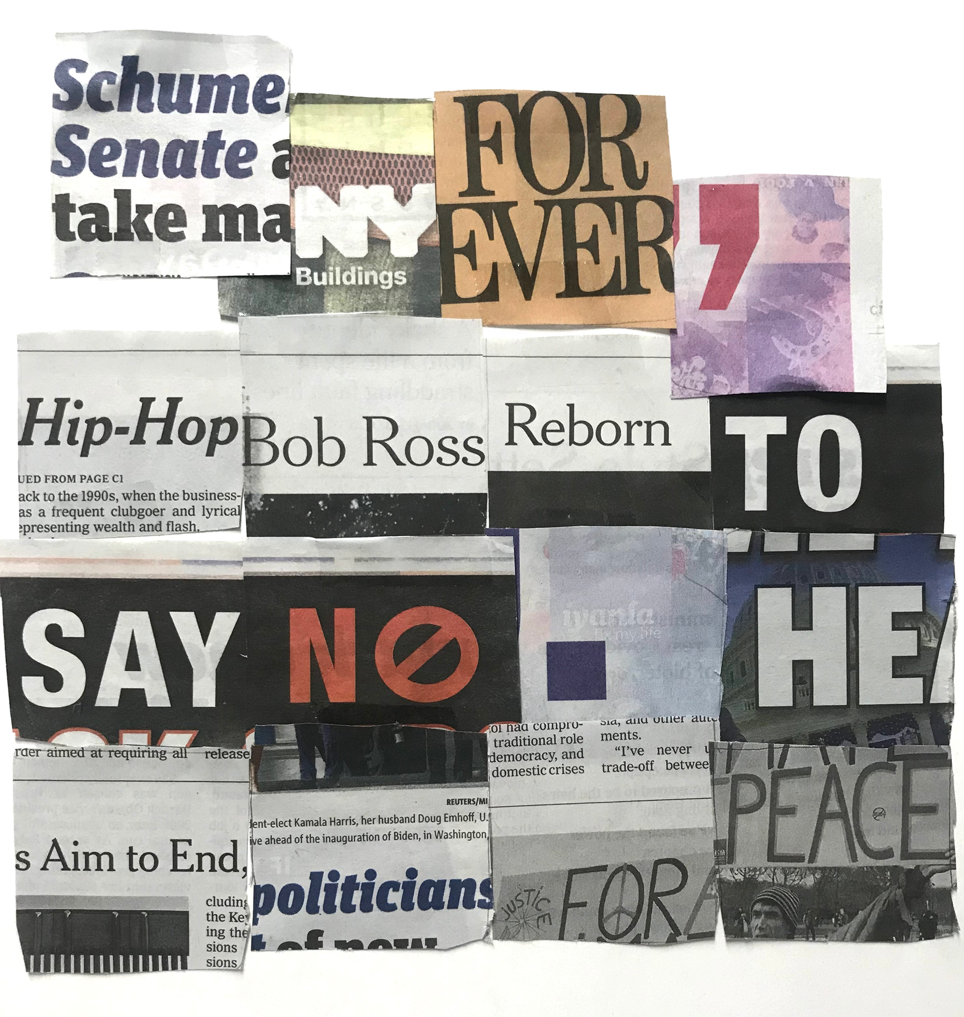 Newspaper Clipping Assignment | Medium: Newspaper, glue