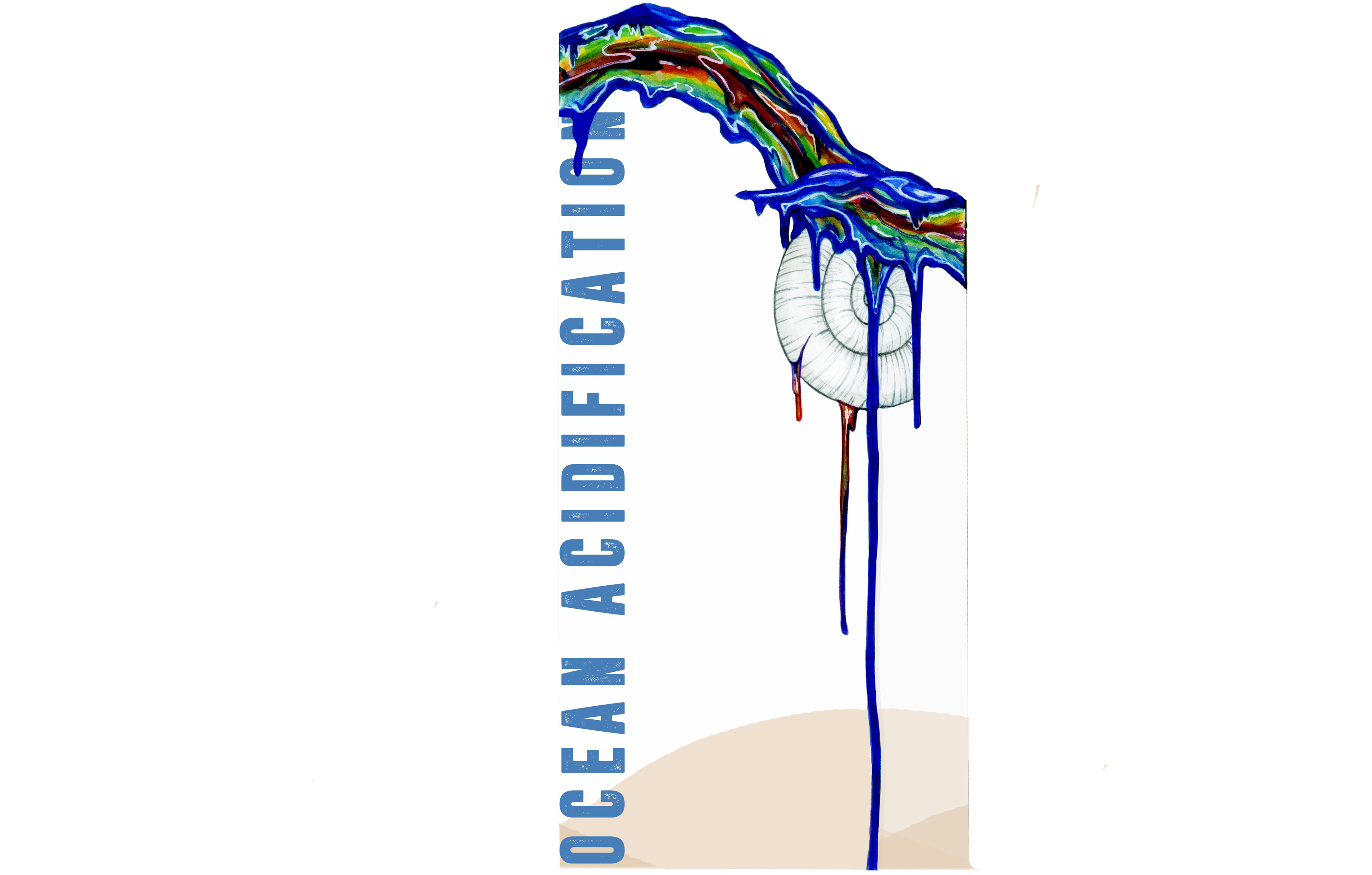 Pamphlet on Ocean Acidification - Front Closed / Medium: Watercolor, ink, inDesign / Communications Design / 2020