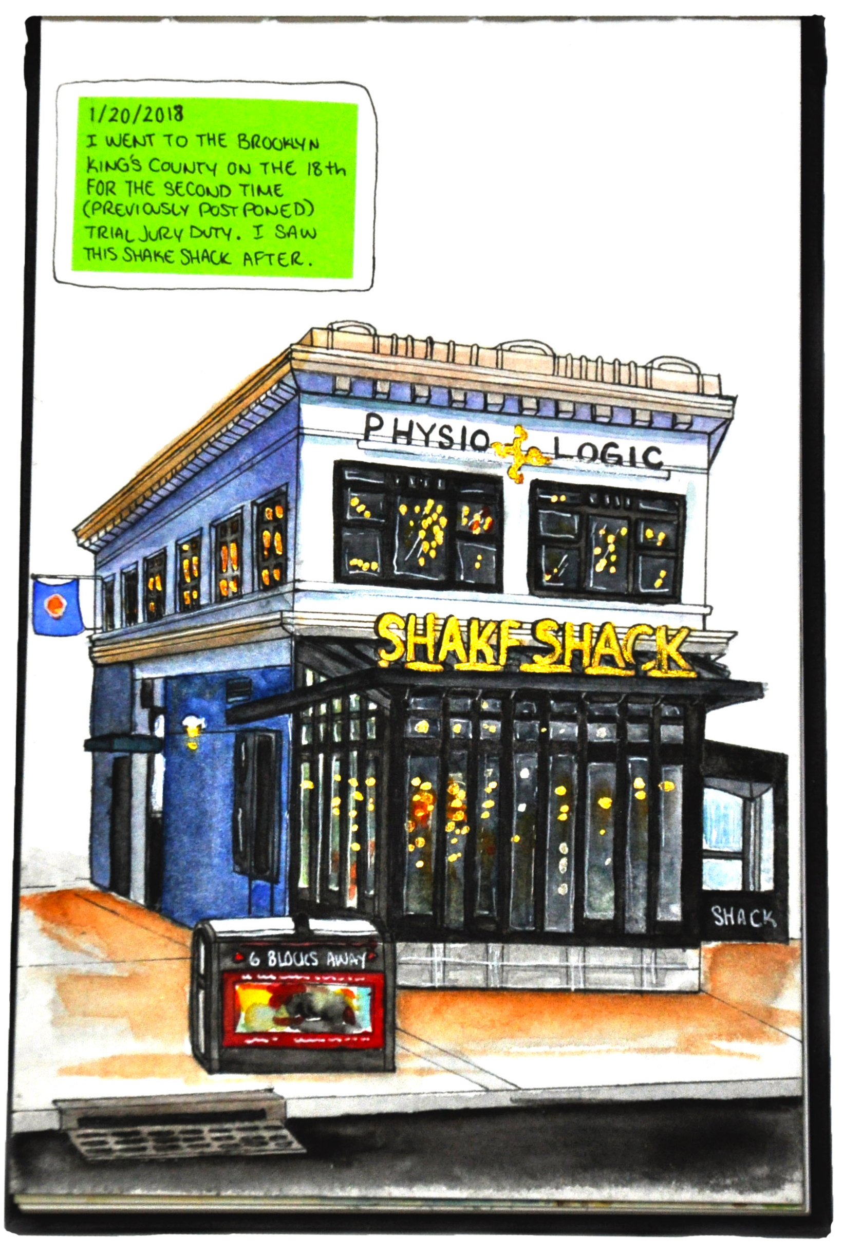 Shake Shack Sketchbook Drawing | Medium: Pencil, watercolor, Ink / 2018
