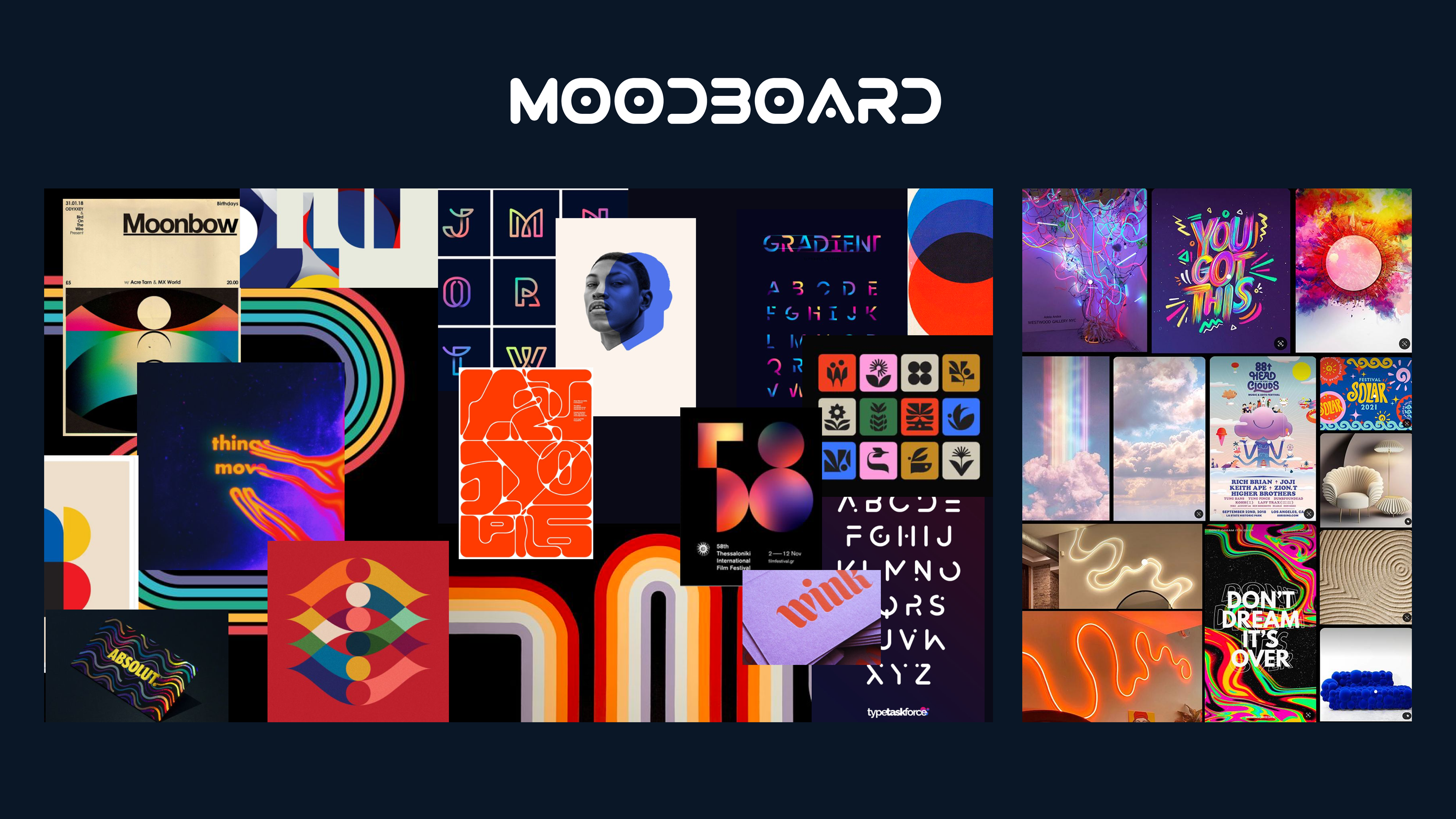 The moodboard on the left was created by me, and the moodboard on the right was created by Stella Ramirez