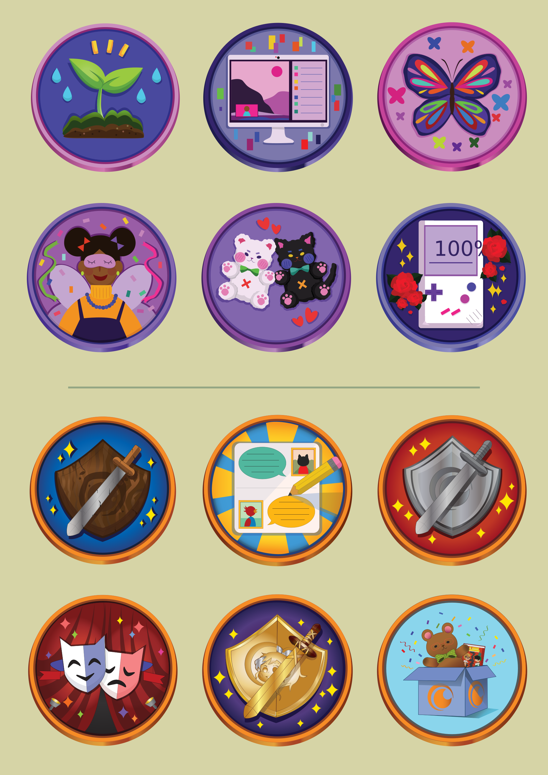 Badges | Medium: Illustrator / Bottom: Communication Design. Top: Advertising Design / Bottom: 2019, Top: 2022
