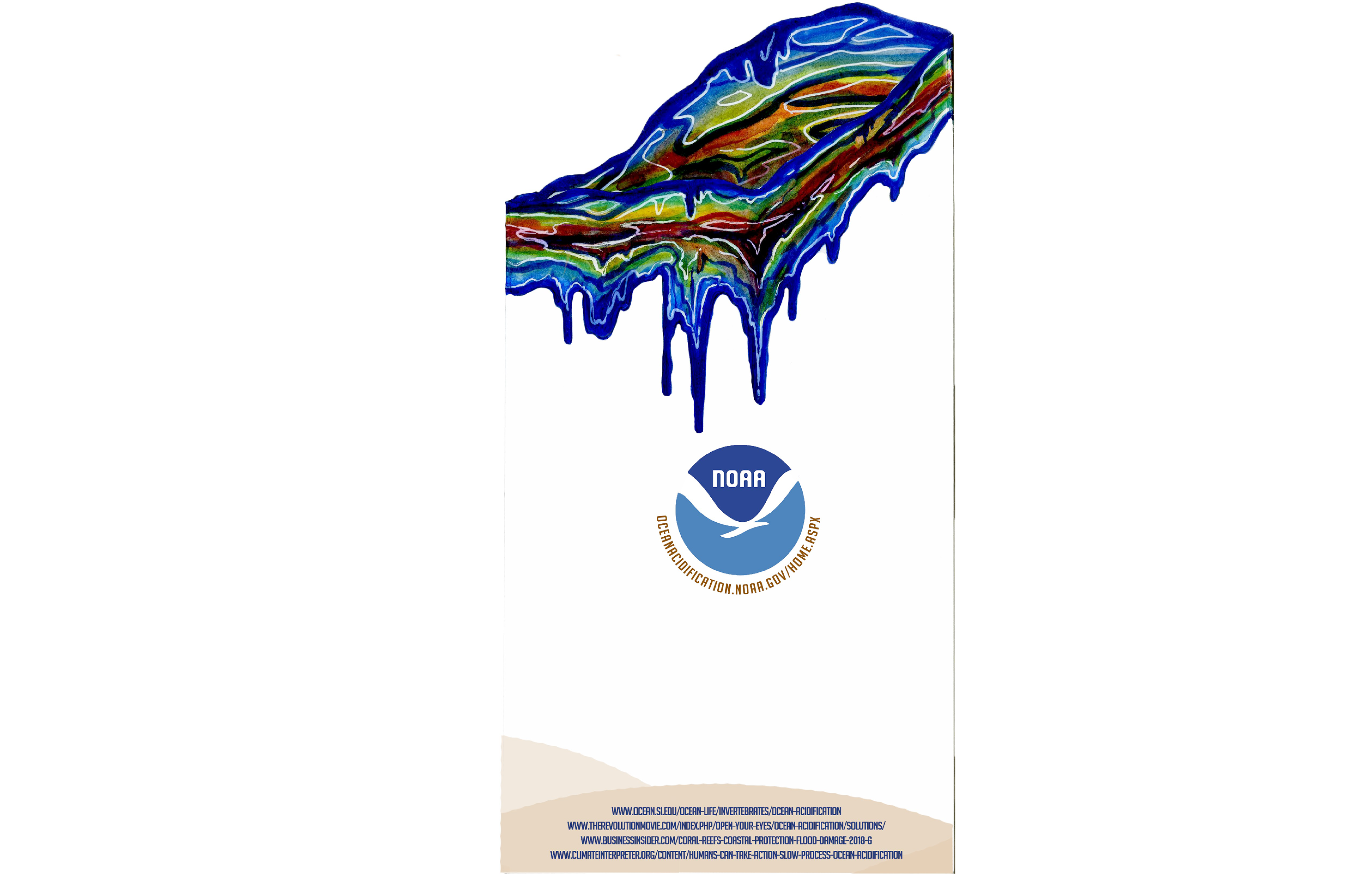 Pamphlet on Ocean Acidification - Back Closed / Medium: Watercolor, ink, inDesign / Communications Design / 2020