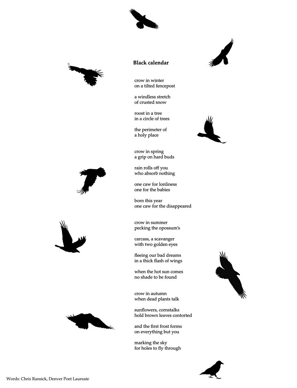 Black Calendar. Poem by Chris Ransick, Denver's Poet Laureate 2006-2010