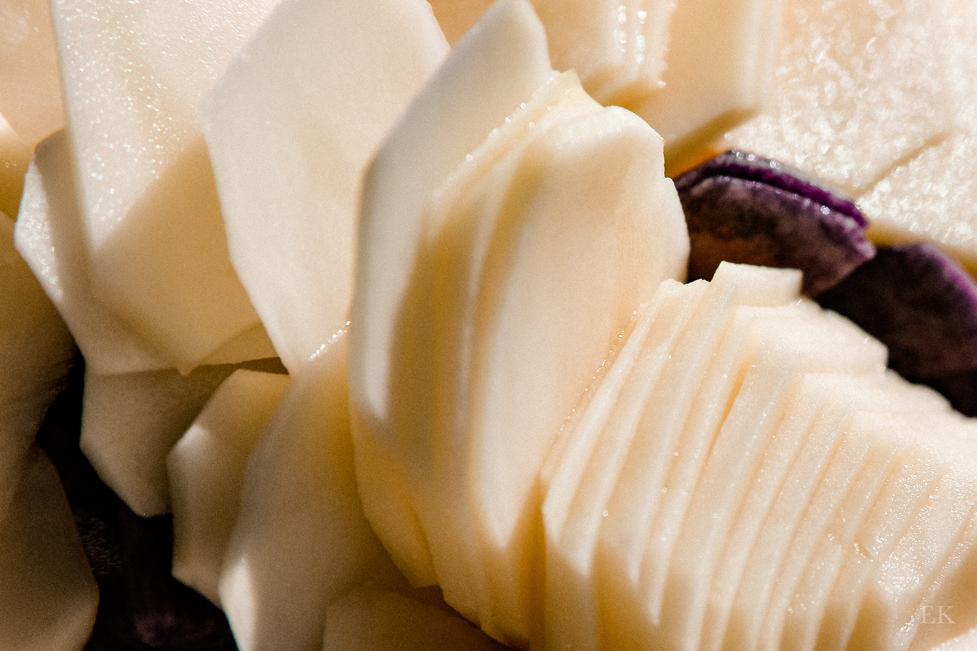 Sliced Russet & Purple Potatoes