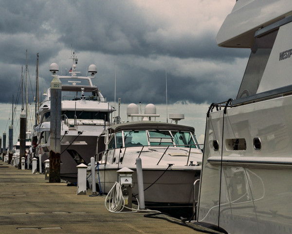 Relentless looks so small and insignificant between these two mega yachts.