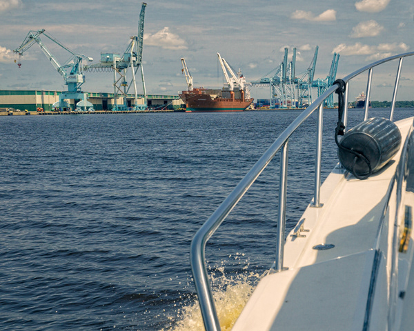 Through Jacksonville shipping lanes...