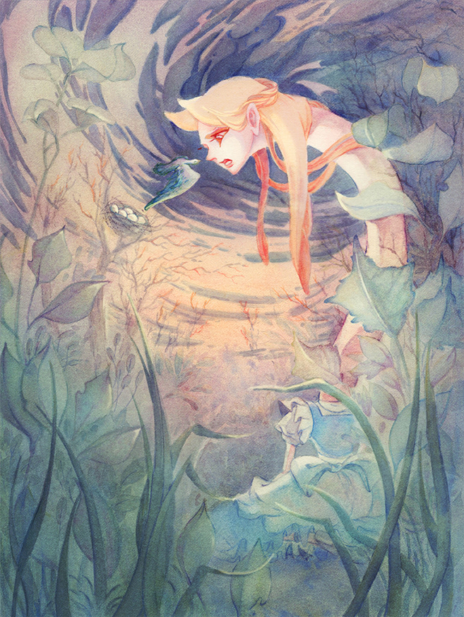 Xiao Li, “Alice Argues,” Watercolor, 2022