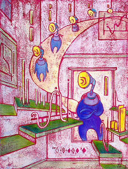 Xiao Li, "How do I Deal with Math No.1," Gouache, Ink, Watercolor, 2023