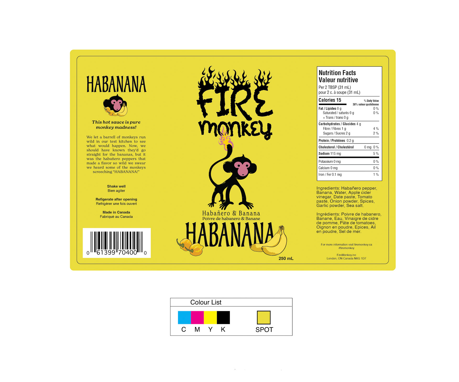 Fire Monkey Habanana Bottle Label Design