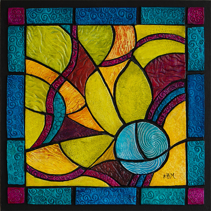 WHIMSY - Clay Tile Mosaic Abstract Mixed Media by Maribel Young