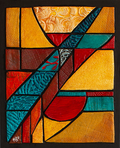 PATHWAYS - Clay Tile Mosaic Abstract Mixed Media by Maribel Young