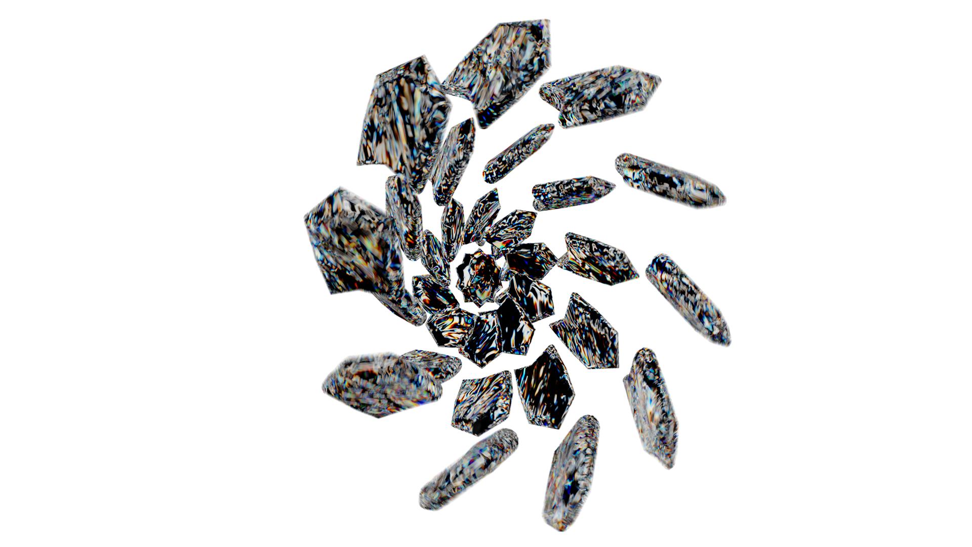 Diamond inspired material and animated shapes