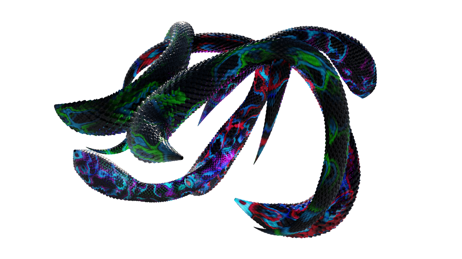 Animated noise snake skin texture on animated snake like creatures