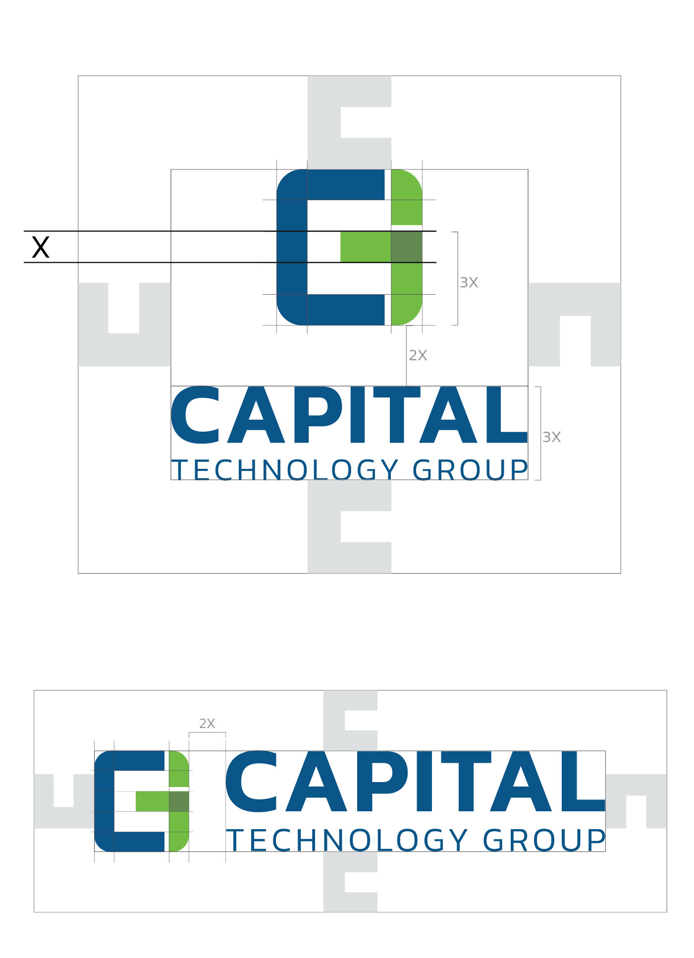 vertical and horizontal logo construction