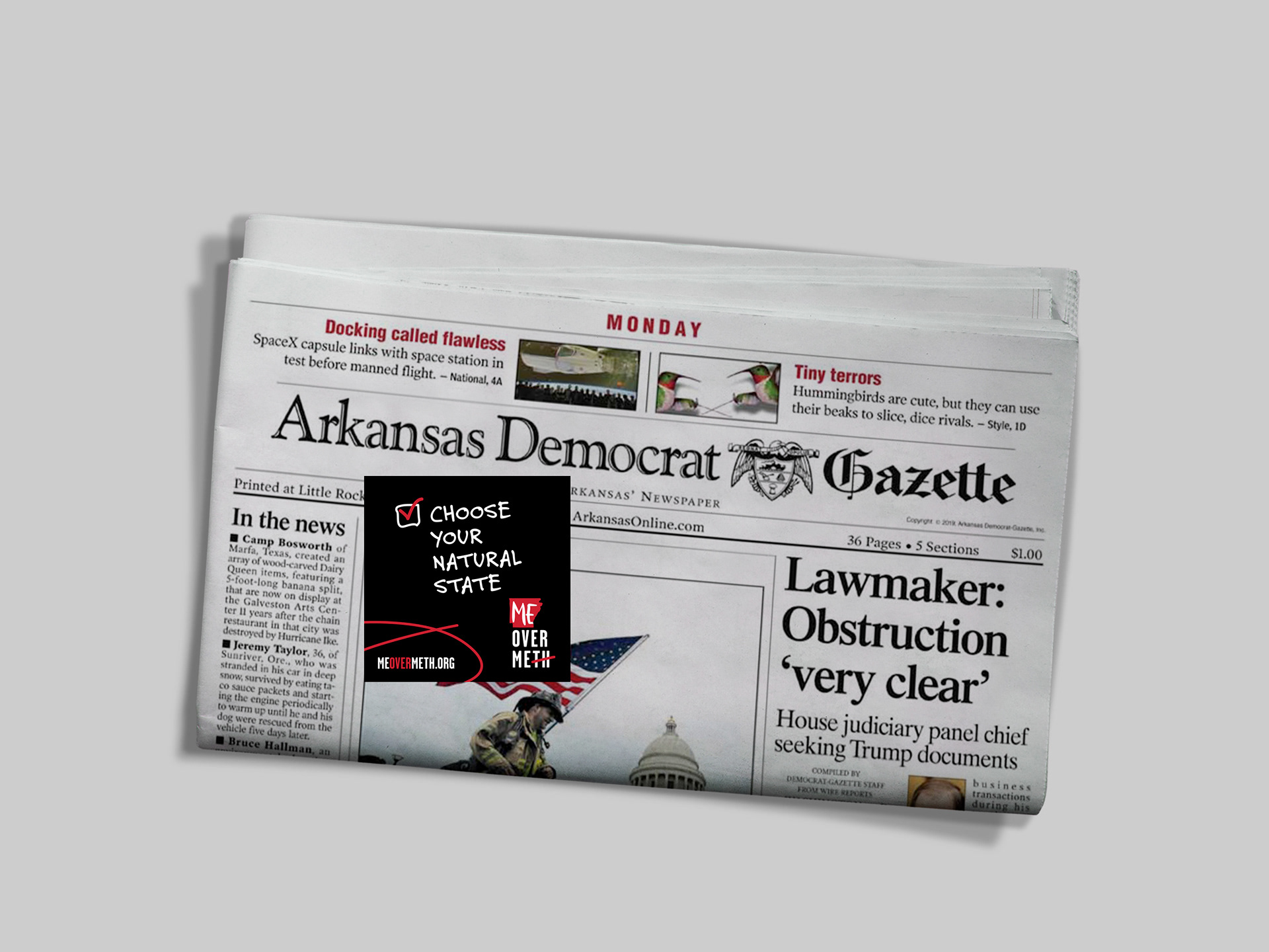 Arkansas Democrat Gazette front page sticker