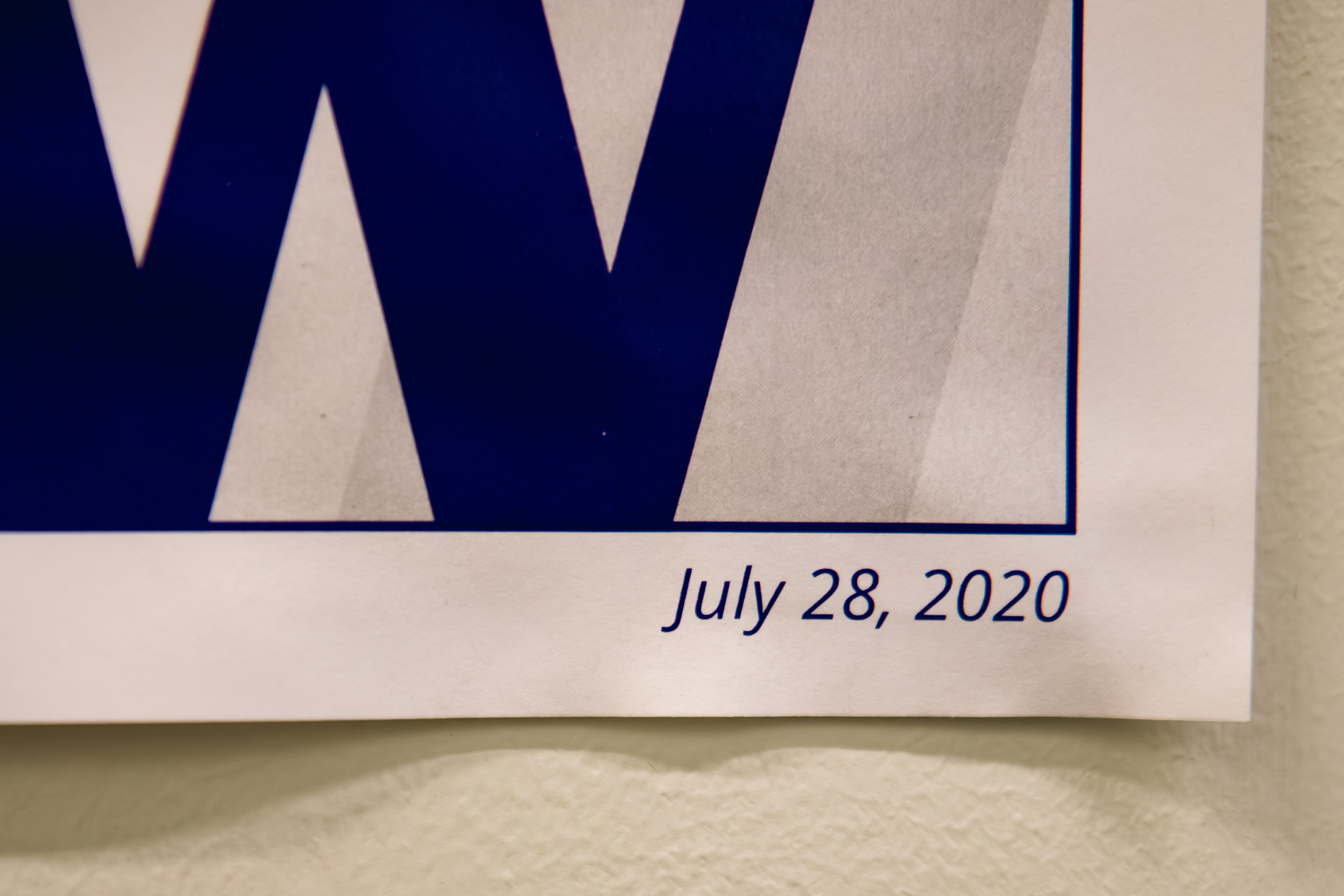 The date "July 28, 2020" is posted in the lower right-hand corner of a COVID-19 informative poster on Thursday, Oct. 26, 2023. According to CNN, on July 28, 2020, there were 4.3 million recorded cases of COVID-19 in the United States alone. (Photo by Chloe Sarmiento)