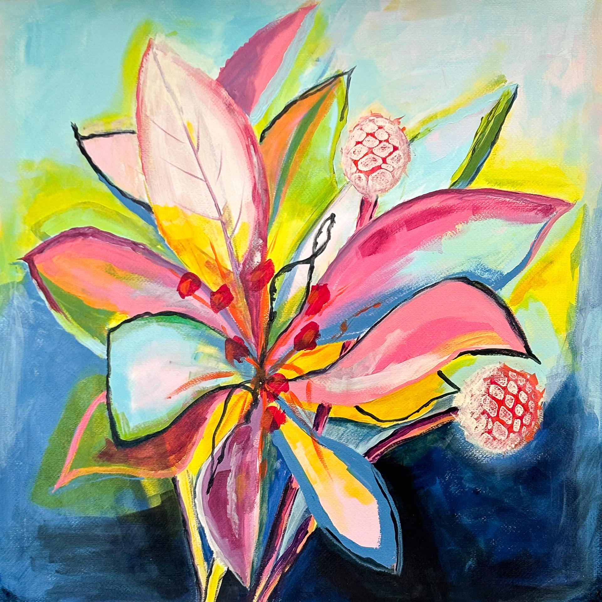 70cm x 70cm acryl op papier