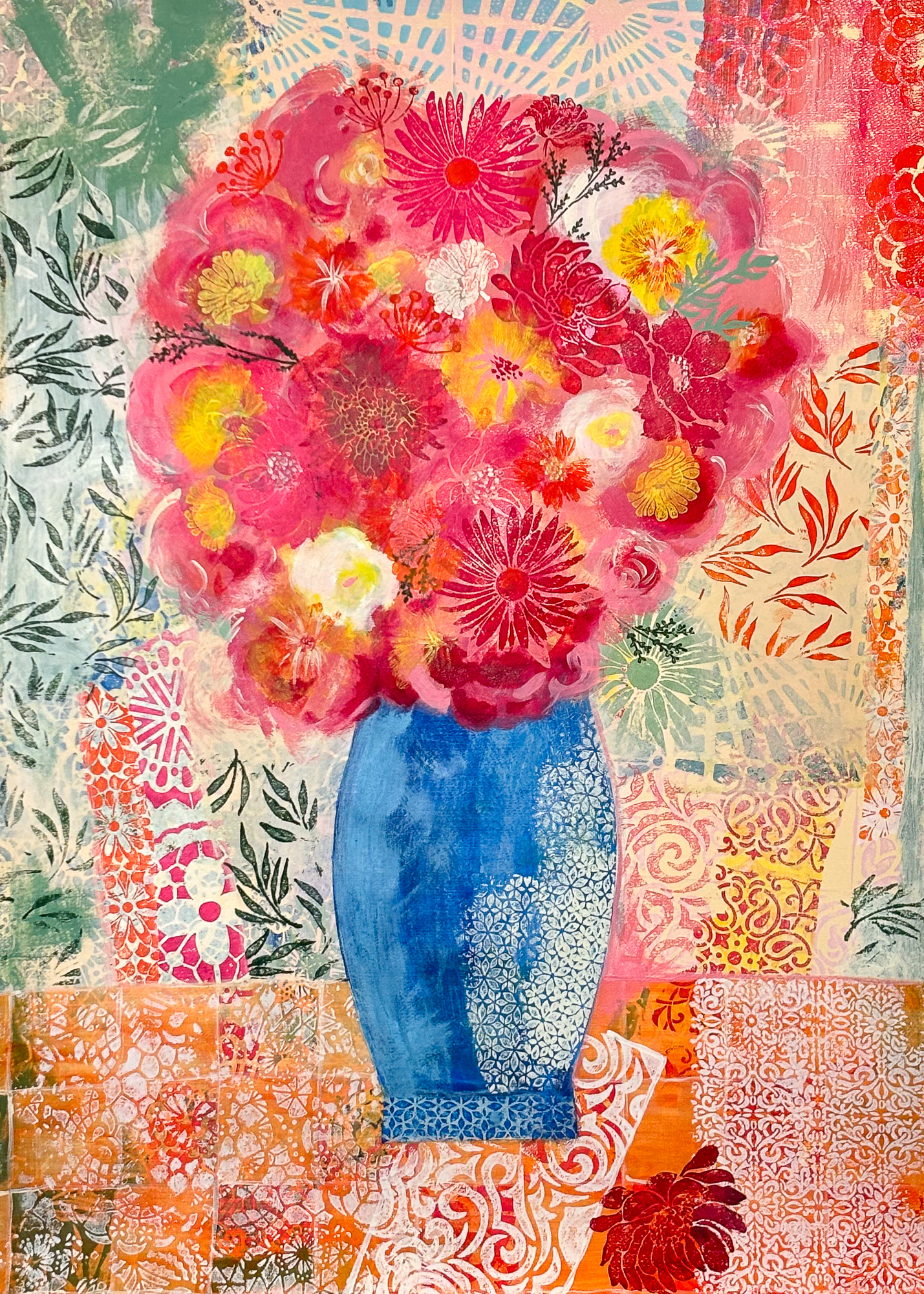 SOLD 70cm x 100cm acryl op papier