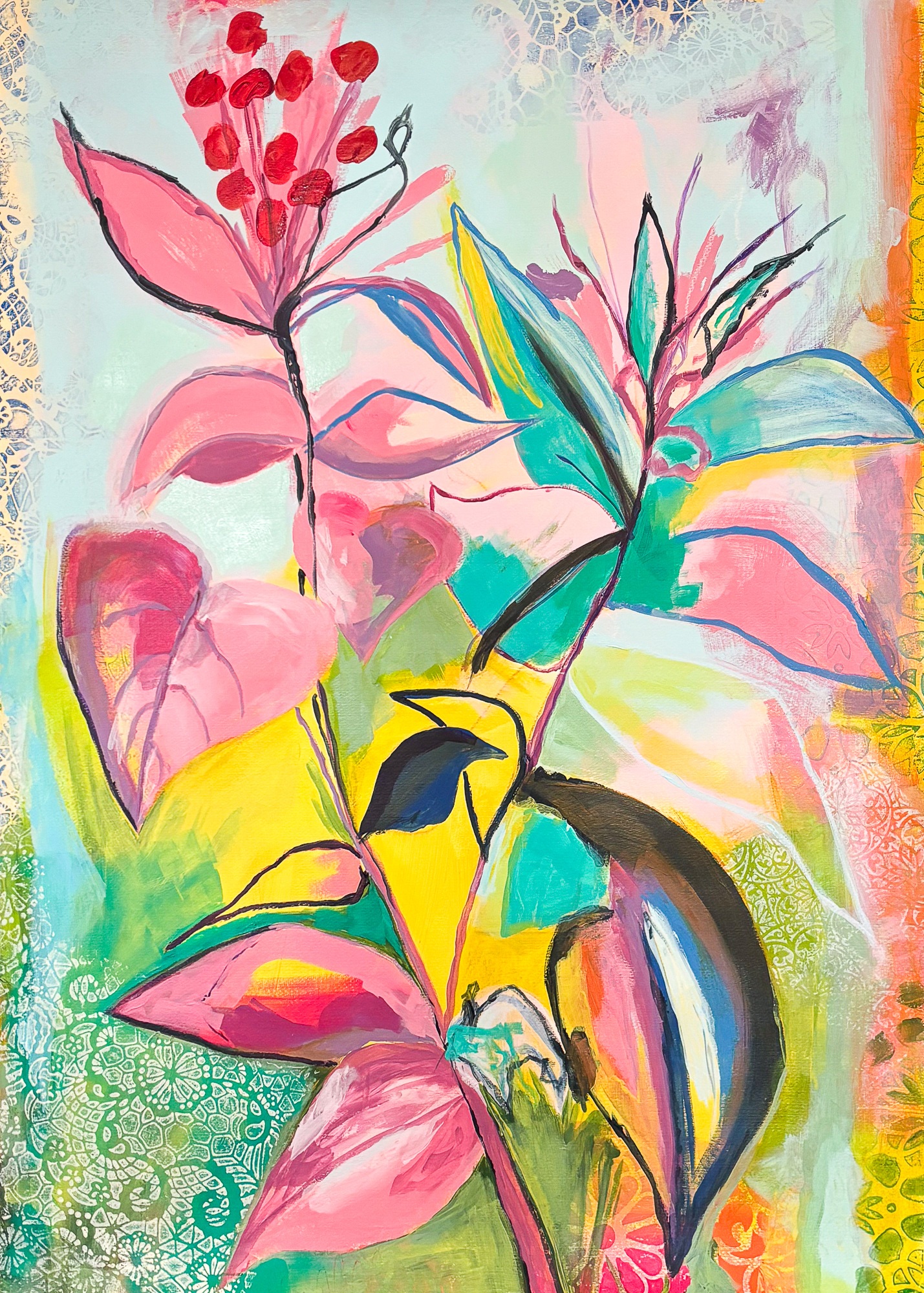 70cm x 100 cm acryl op papier