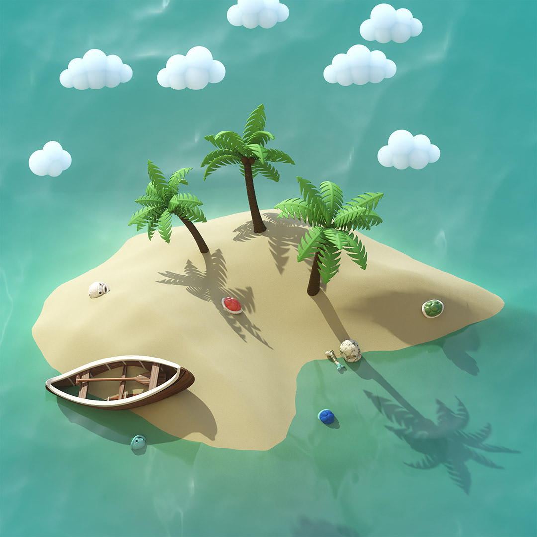 A Lonely Island. An exercise in composition, lighting, and texturing
