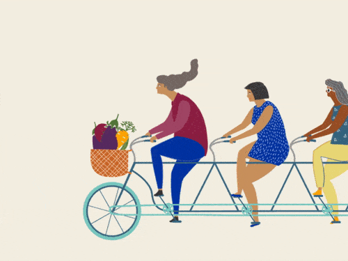 A tandem bike from an animation about active living.