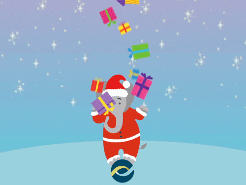 Cute elephant I rigged and animated for a holiday card.