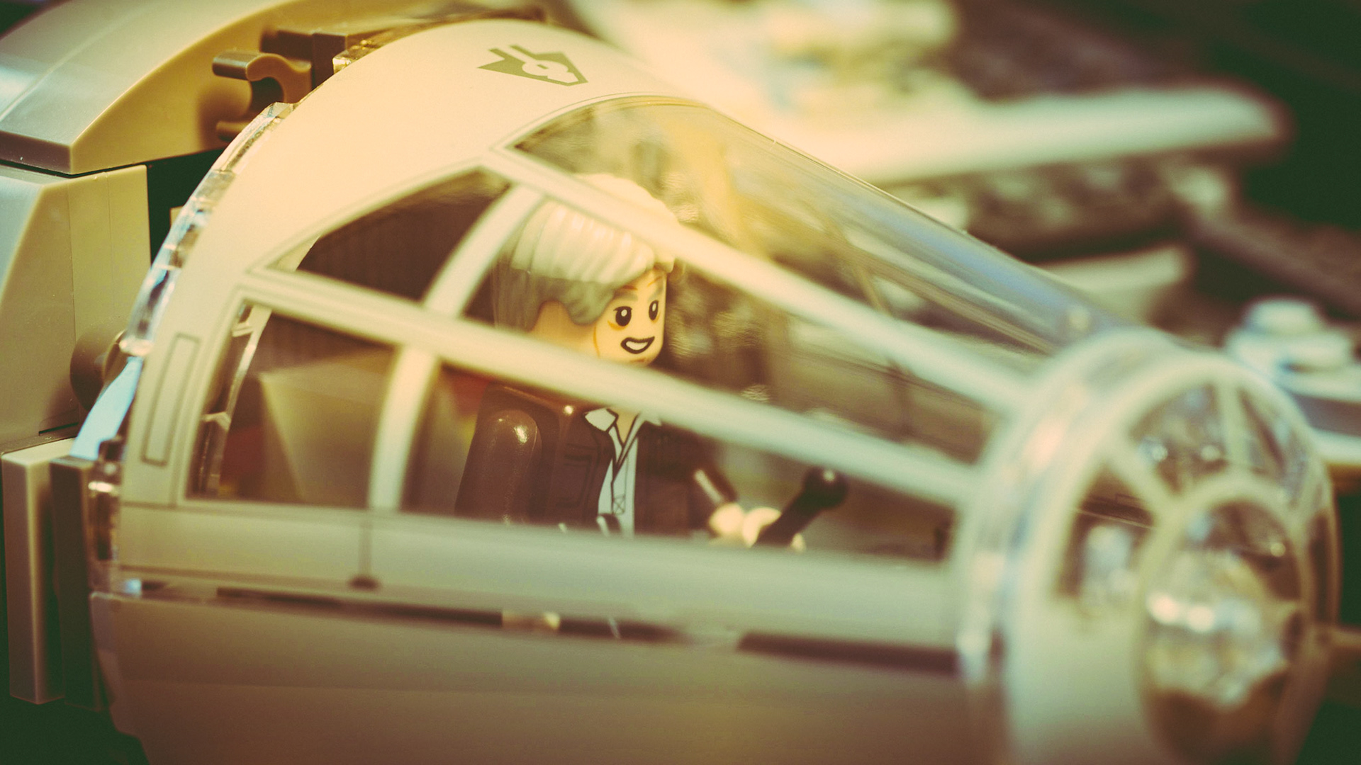 Han in the Falcon's cockpit