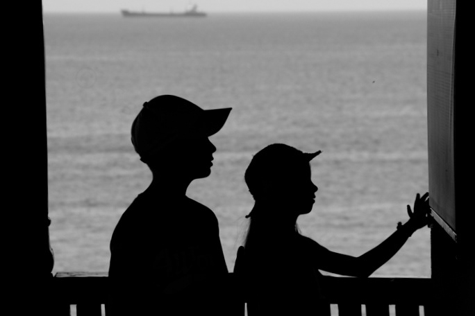 Silhouettes against the sea (Balchik, Bulgaria)