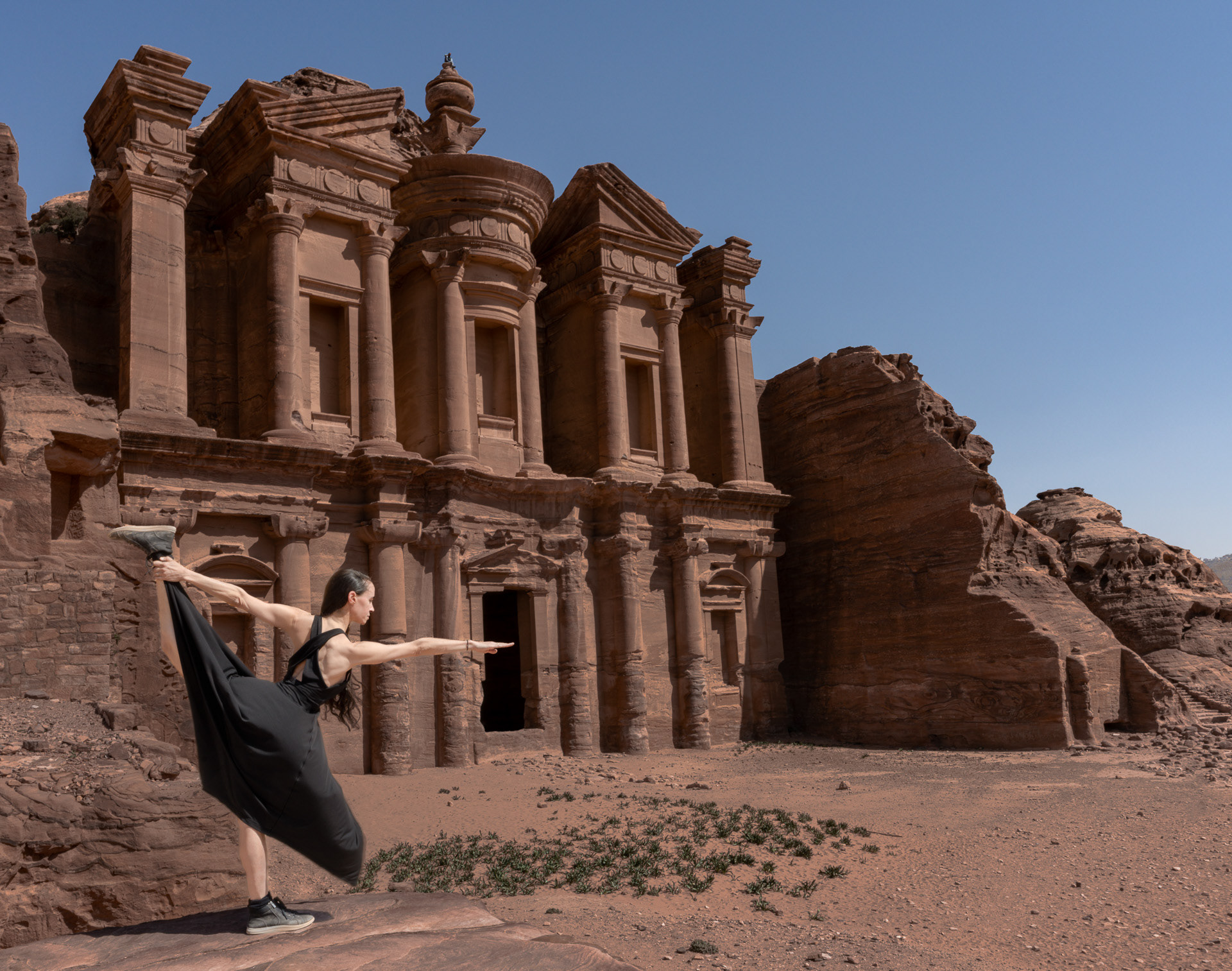 Bow Pulling Pose: Petra, Jordan