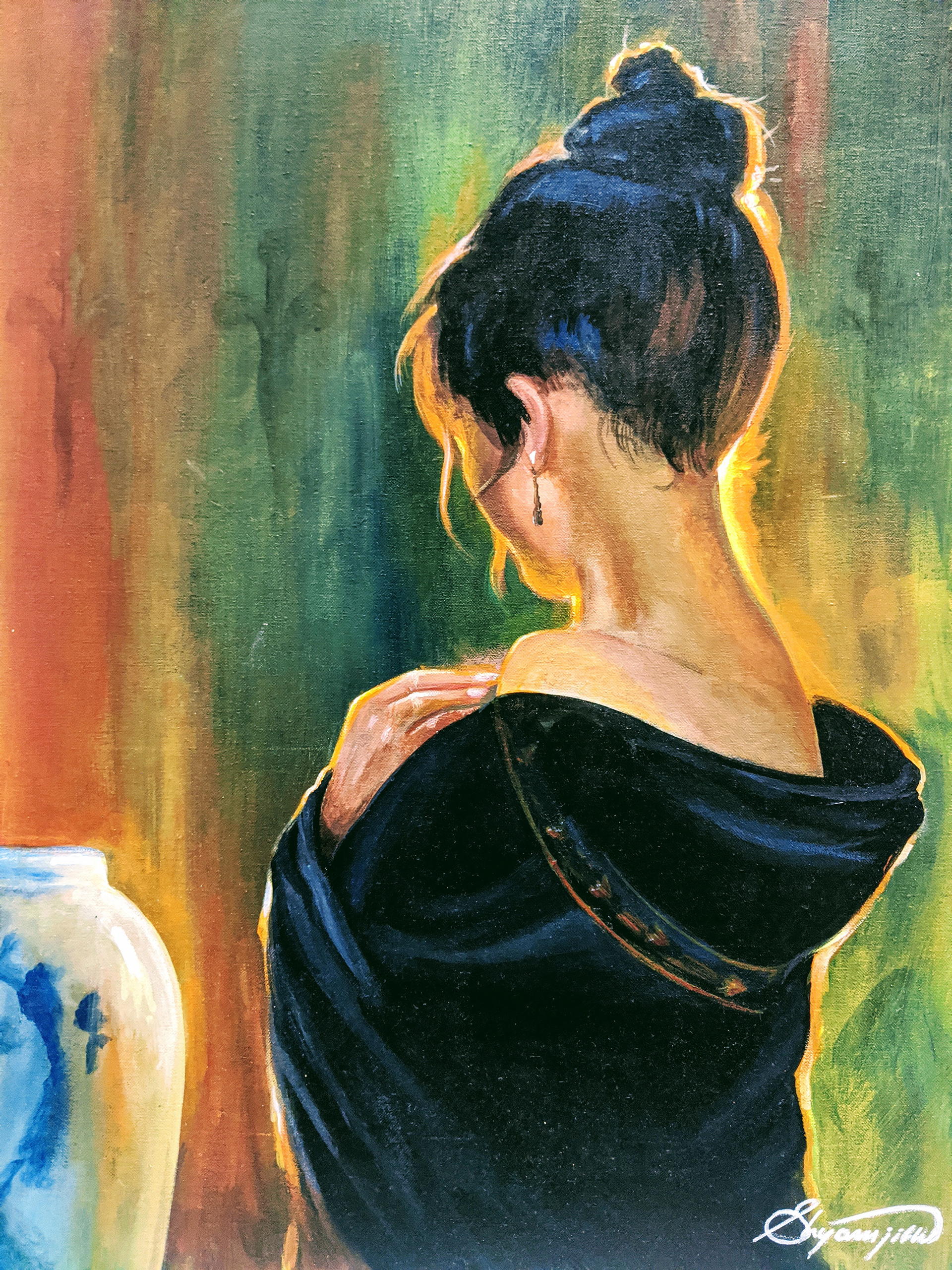 The lamp lady - referred from original - acrylic on canvas