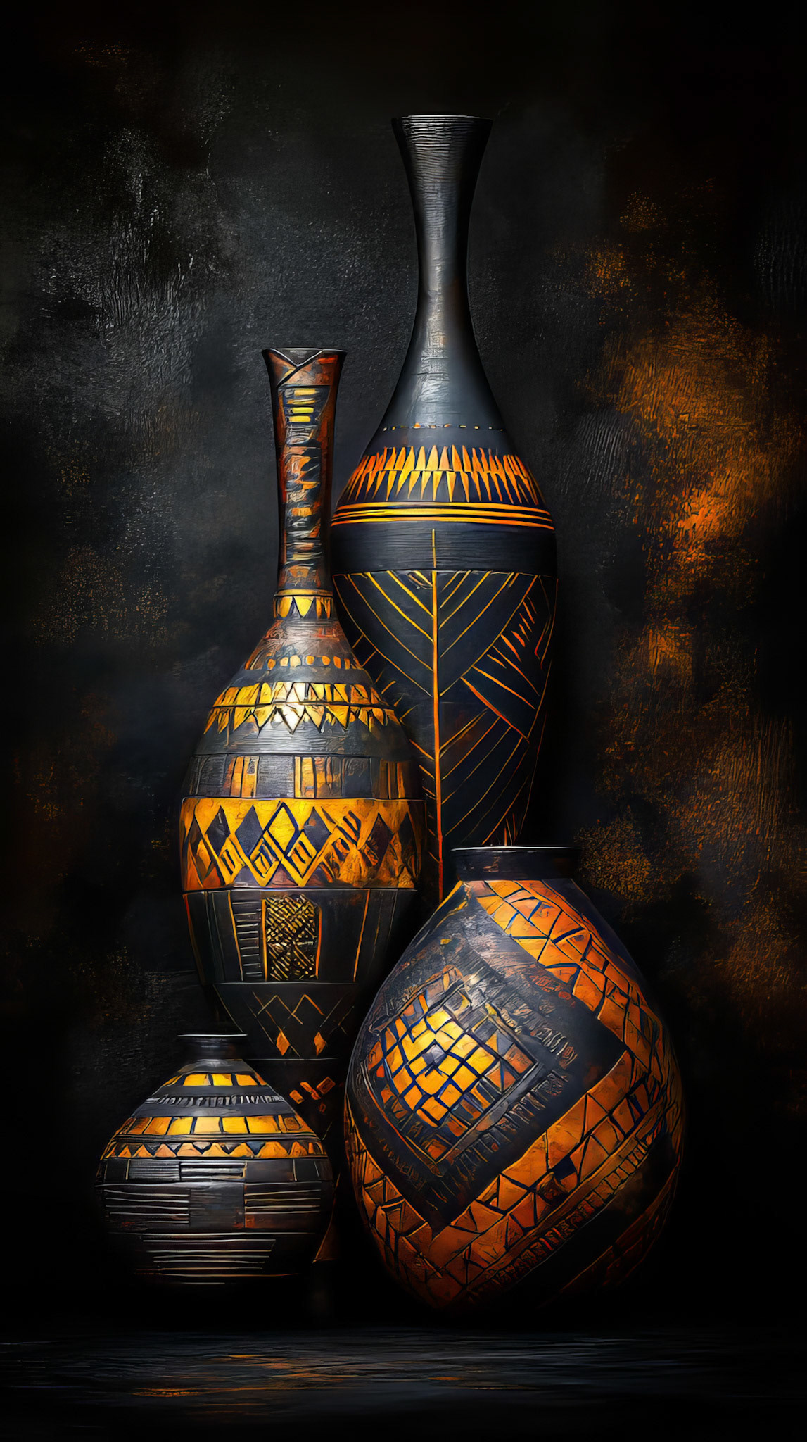 Tribal Art Vases In Black and Gold 2.jpeg