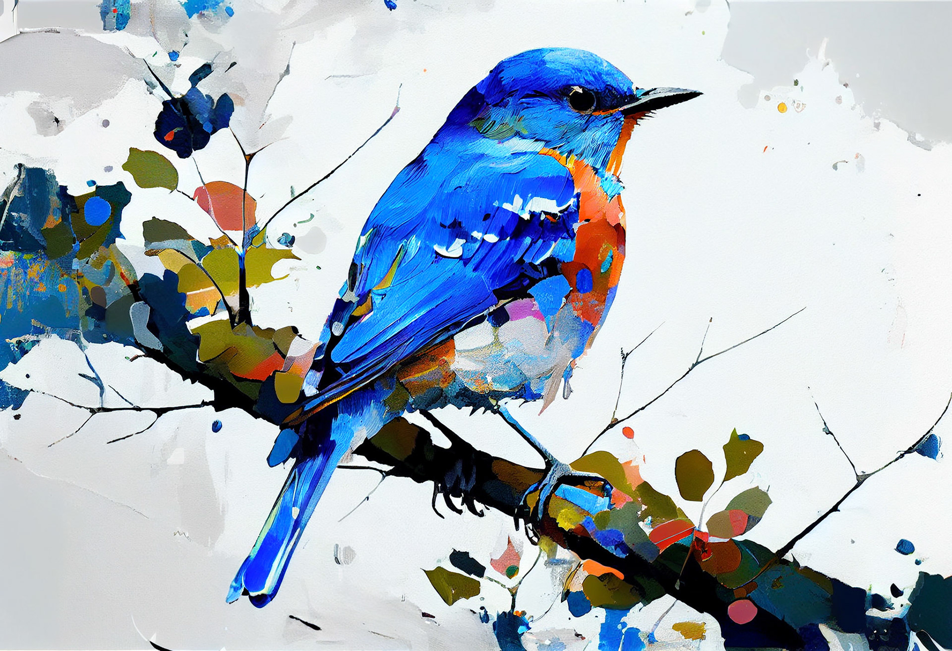 Bluebird Sitting On A Branch #4