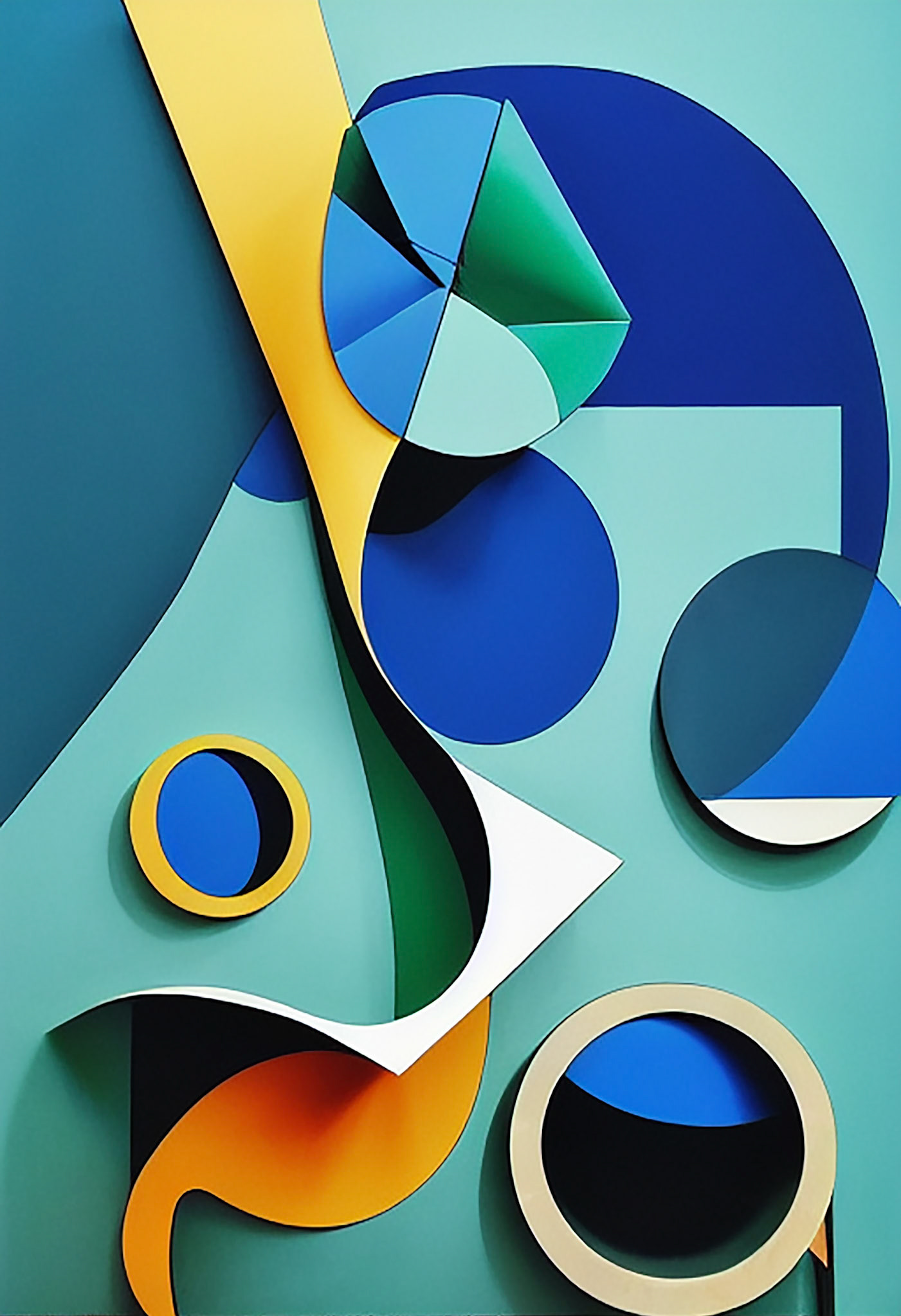 Post Modern Art Abstract Sculpture Shapes Of Blue