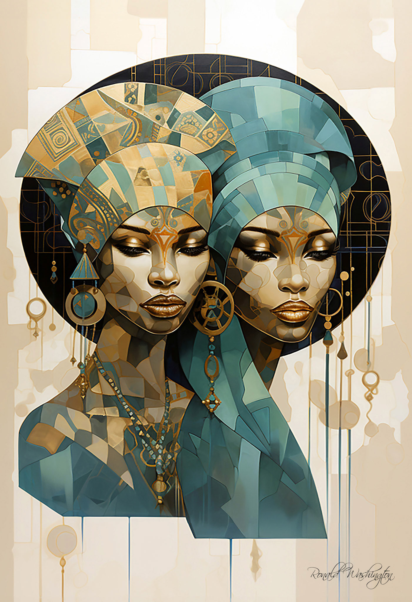Two Women with Canopies on Their Heads