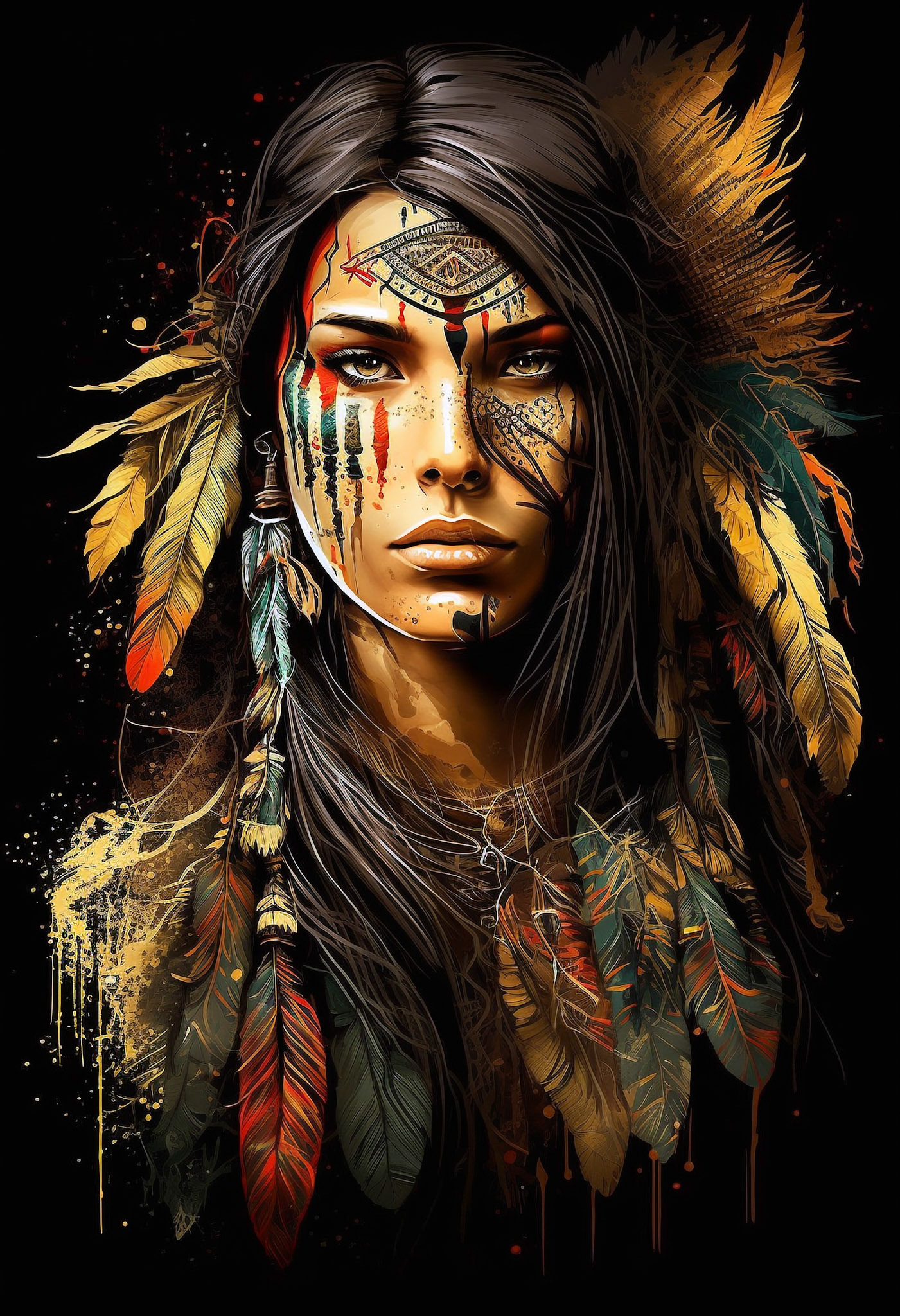 Beautiful Native American Indian Woman llustration