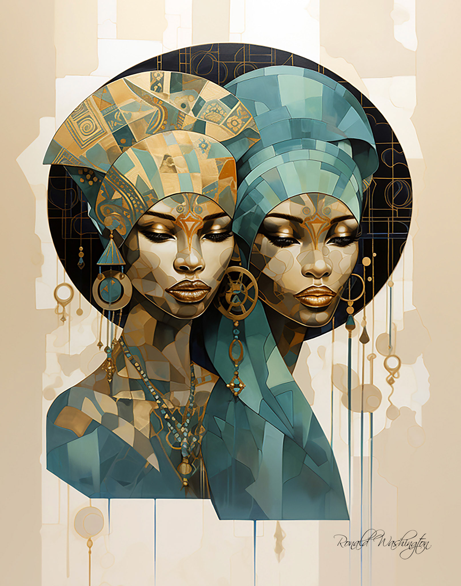Two Women with Canopies on Their Heads